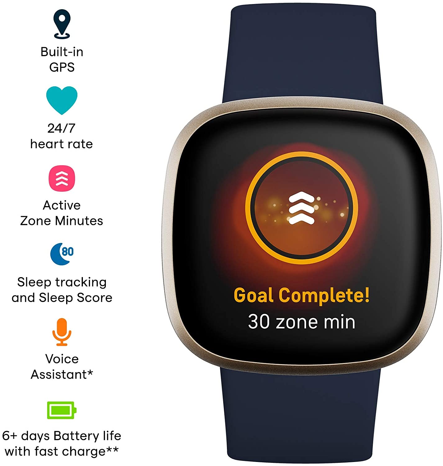 Fitbit Versa 3 Fitness Aluminum Wristband with Heart Rate TrackerWearablesMeet Fitbit Versa 3 - the smartwatch with everything you need to just go. Track your pace & distance and leave your phone at home with built-in GPS. You can also get call, text and